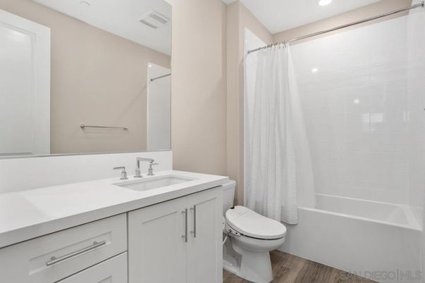 Bathroom, Interior, Recessed Lighting, Wood Texture Flooring