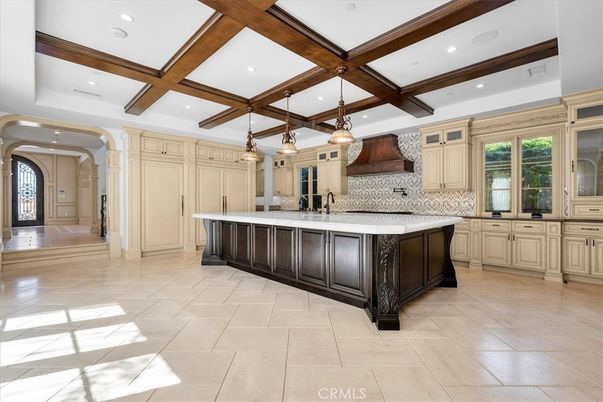 Interior, Kitchen, Pendant Lights, Recessed Lighting, Stainless Steel Appliances, Wooden Beams