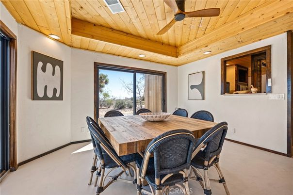 Dining room, Interior, Recessed Lighting, Wooden Beams, Wooden Ceilings