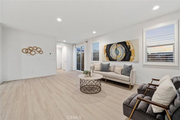 Interior, Living room, Recessed Lighting, Wood Texture Flooring