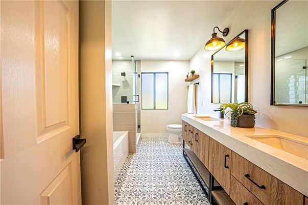 Bathroom, Dual Sink Vanities, Glass Shower, Interior, Recessed Lighting