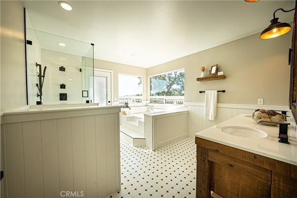 Bathroom, Dual Sink Vanities, Glass Shower, Interior, Recessed Lighting