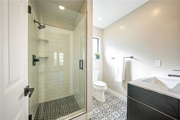 Bathroom, Glass Shower, Interior, Recessed Lighting
