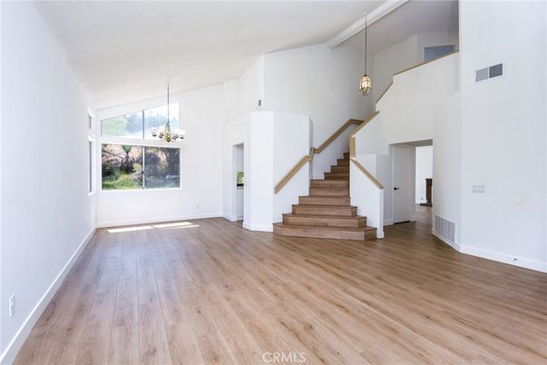 Chandelier, Empty room, Interior, Pendant Lights, Wood Texture Flooring