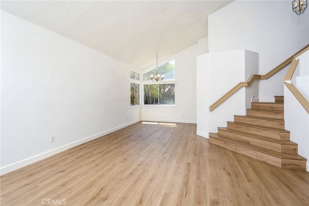 Empty room, Interior, Pendant Lights, Wood Texture Flooring