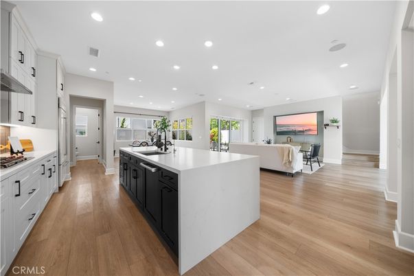 Interior, Kitchen, Living room, Recessed Lighting, Water, Wood Texture Flooring