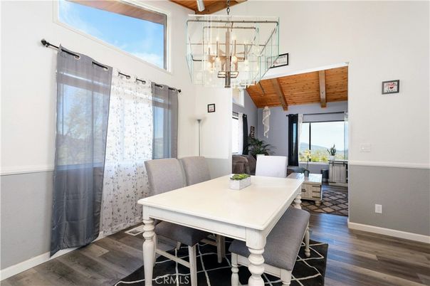 Chandelier, Dining room, Interior, Wooden Beams, Wooden Ceilings, Wood Texture Flooring