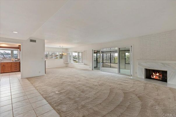Chandelier, Empty room, Fireplace, Interior, Recessed Lighting