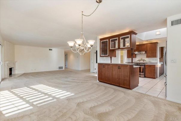 Chandelier, Fireplace, Interior, Kitchen