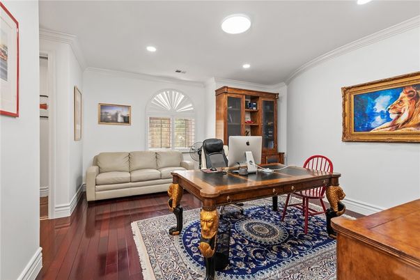 Home Office, Interior, Recessed Lighting, Wood Texture Flooring