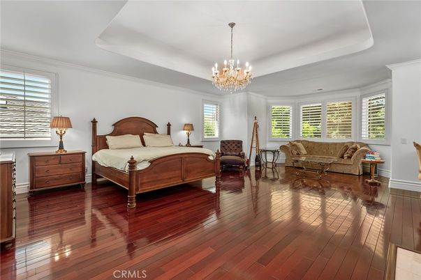 Bedroom, Chandelier, Interior, Wood Texture Flooring