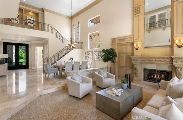 Dining room, Fireplace, Interior, Living room, Pendant Lights, Recessed Lighting