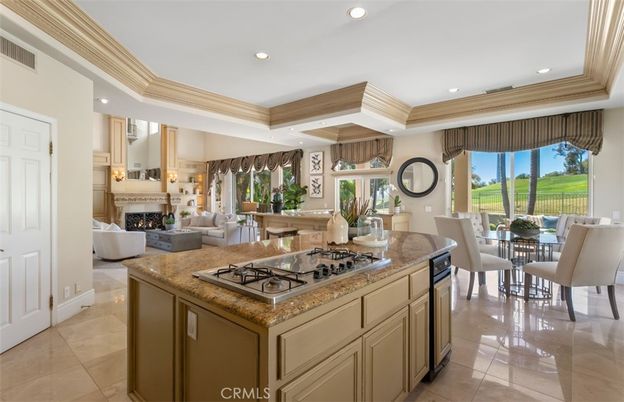 Dining room, Fireplace, Interior, Kitchen, Living room, Recessed Lighting