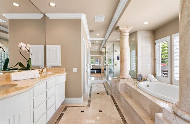Bathroom, Dual Sink Vanities, Glass Shower, Interior, Recessed Lighting
