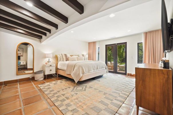 Bedroom, Interior, Recessed Lighting, Wooden Beams