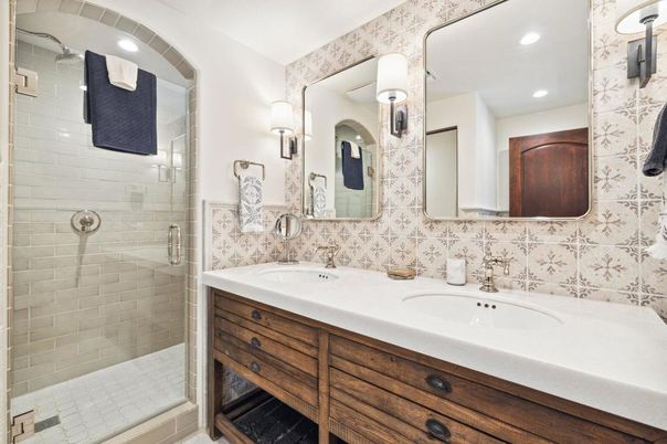 Bathroom, Dual Sink Vanities, Glass Shower, Interior, Recessed Lighting