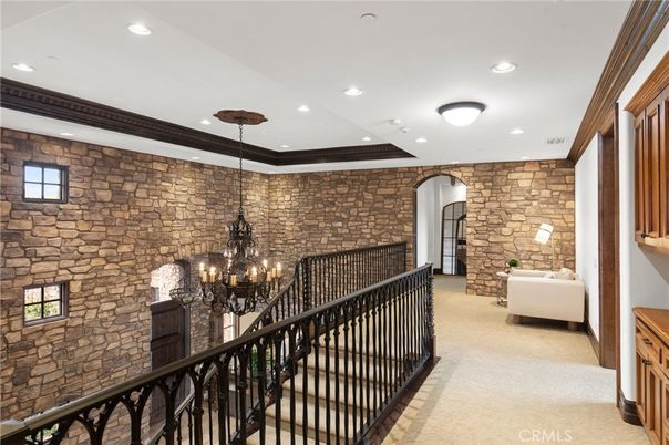 Chandelier, Interior, Recessed Lighting, Stone Walls