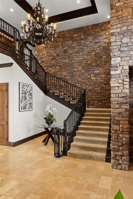Chandelier, Interior, Recessed Lighting, Stone Walls