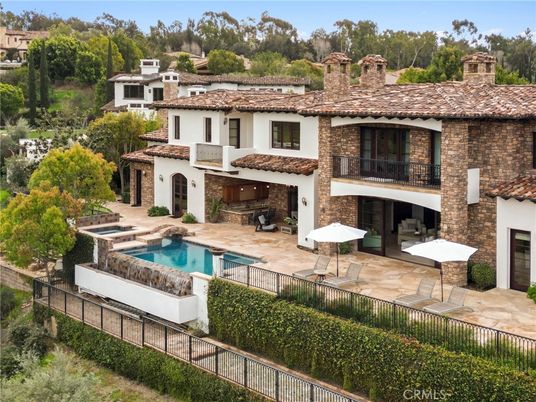 Exterior, Facade, Brick Facade, Pool, Spanish Mediterranean