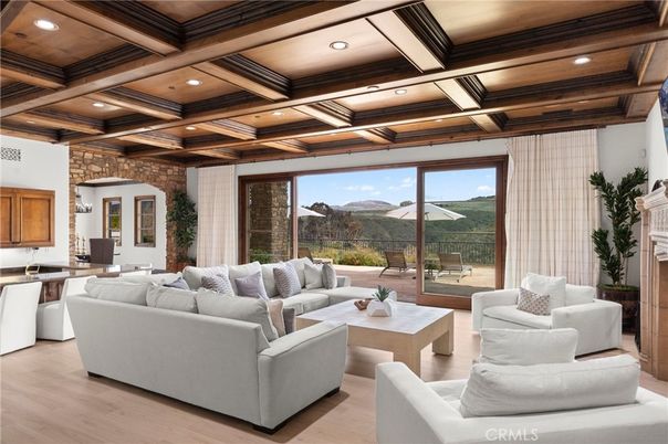 Fireplace, Interior, Living room, Recessed Lighting, Wooden Beams, Wooden Ceilings, Wood Texture Flooring