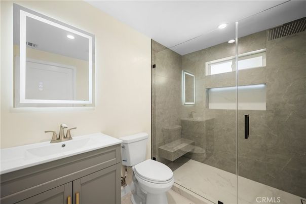 Bathroom, Glass Shower, Interior, Recessed Lighting