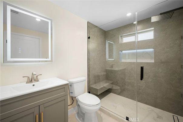 Bathroom, Glass Shower, Interior, Recessed Lighting