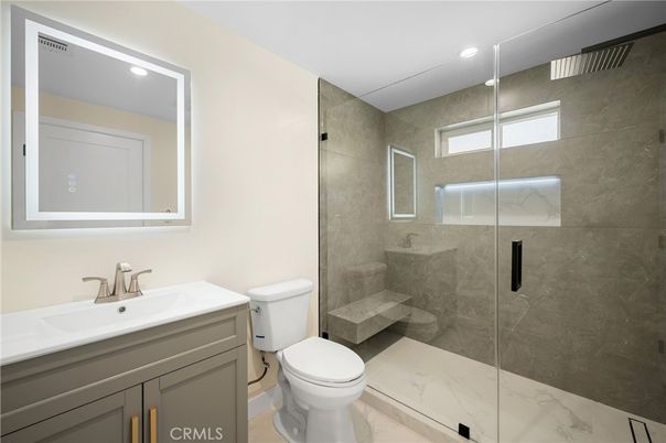 Bathroom, Glass Shower, Interior, Recessed Lighting