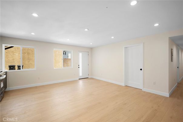 Empty room, Interior, Recessed Lighting, Wood Texture Flooring
