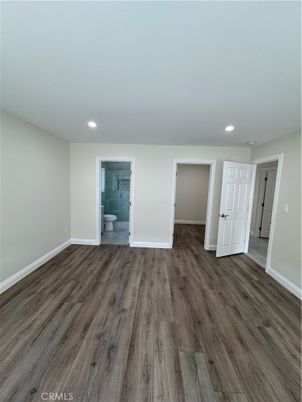 Bathroom, Empty room, Interior, Recessed Lighting, Wood Texture Flooring