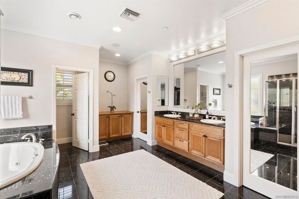 Bathroom, Dual Sink Vanities, Glass Shower, Interior, Recessed Lighting