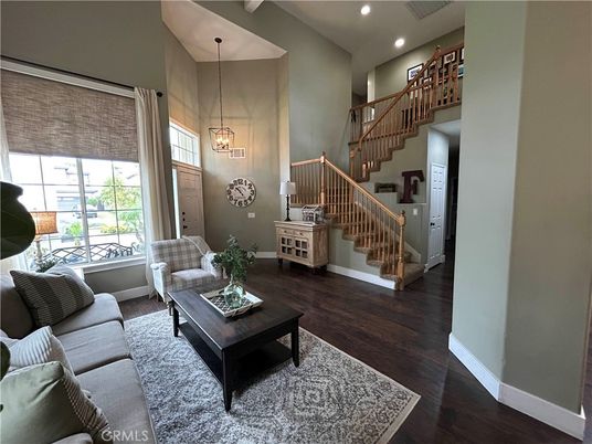 Interior, Living room, Pendant Lights, Recessed Lighting, Wood Texture Flooring