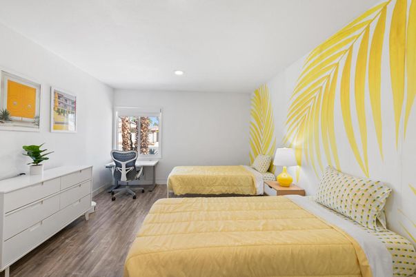 Bedroom, Home Office, Interior, Recessed Lighting, Wood Texture Flooring