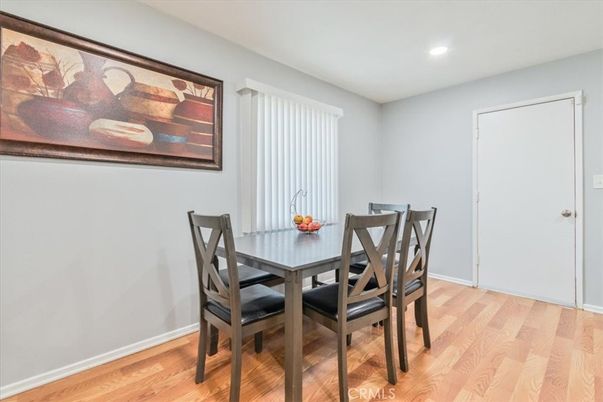 Dining room, Interior, Recessed Lighting, Wood Texture Flooring