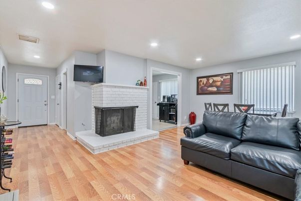 Fireplace, Interior, Recessed Lighting, Wood Texture Flooring