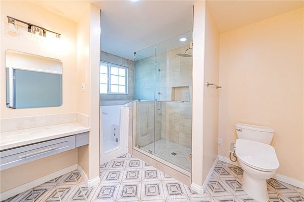 Bathroom, Glass Shower, Interior, Recessed Lighting