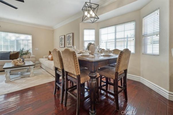 Dining room, Interior, Living room, Pendant Lights, Wood Texture Flooring