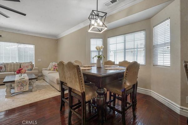 Dining room, Interior, Living room, Pendant Lights, Wood Texture Flooring