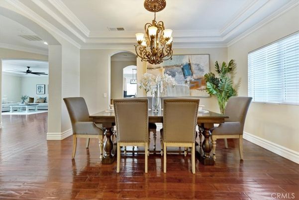 Chandelier, Dining room, Interior, Wood Texture Flooring