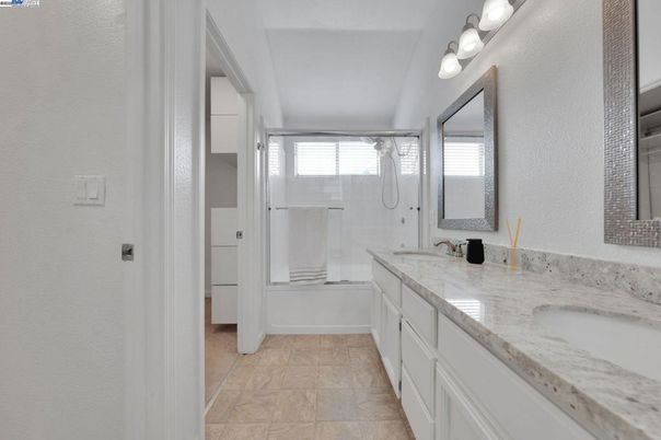 Bathroom, Dual Sink Vanities, Glass Shower, Interior