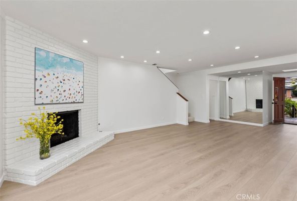 Empty room, Fireplace, Interior, Recessed Lighting, Wood Texture Flooring