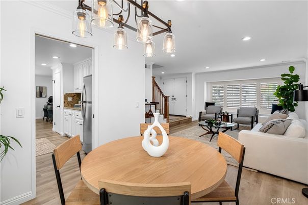 Dining room, Interior, Kitchen, Living room, Pendant Lights, Recessed Lighting, Wood Texture Flooring