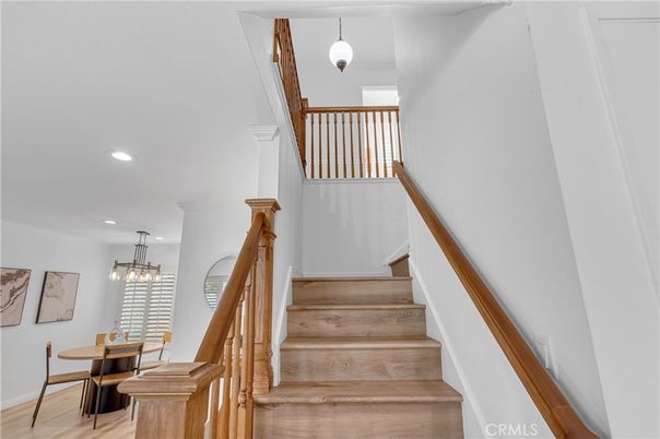 Dining room, Interior, Pendant Lights, Recessed Lighting, Wood Texture Flooring