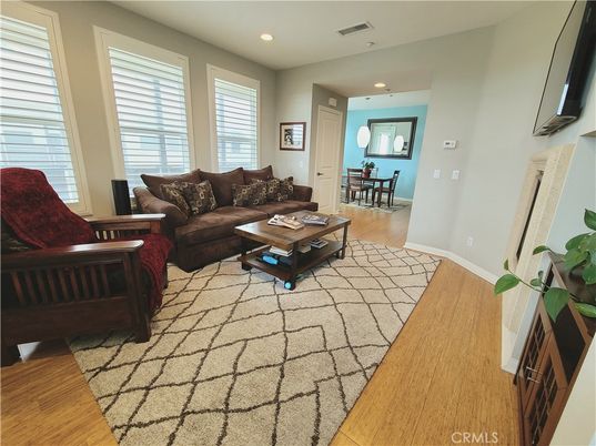 Dining room, Interior, Living room, Recessed Lighting, Wood Texture Flooring