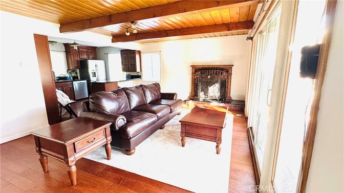 Fireplace, Interior, Kitchen, Living room, Wooden Beams, Wooden Ceilings, Wood Texture Flooring