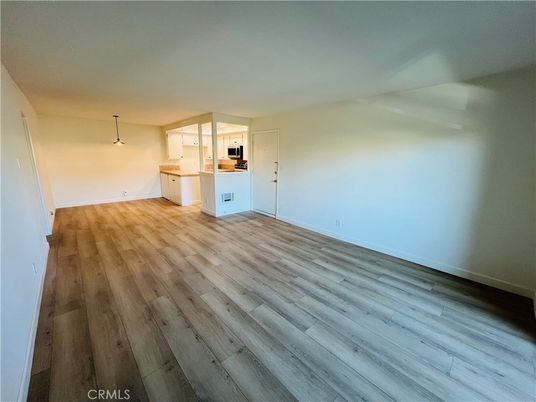 Empty room, Interior, Kitchen, Pendant Lights, Wood Texture Flooring