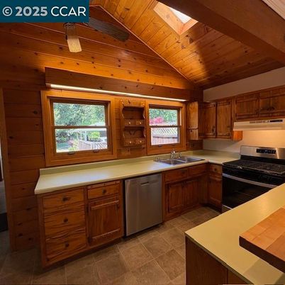Interior, Kitchen, Stainless Steel Appliances, Wooden Ceilings, Wooden Walls