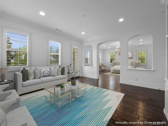 Chandelier, Interior, Living room, Recessed Lighting, Wood Texture Flooring