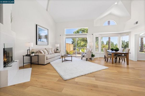 Dining room, Fireplace, Interior, Living room, Wood Texture Flooring