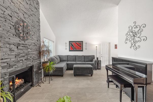 Fireplace, Interior, Living room, Piano, Stone Walls