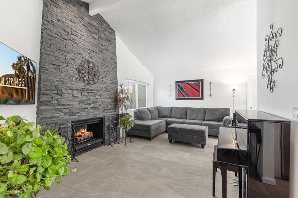 Fireplace, Interior, Living room, Stone Walls